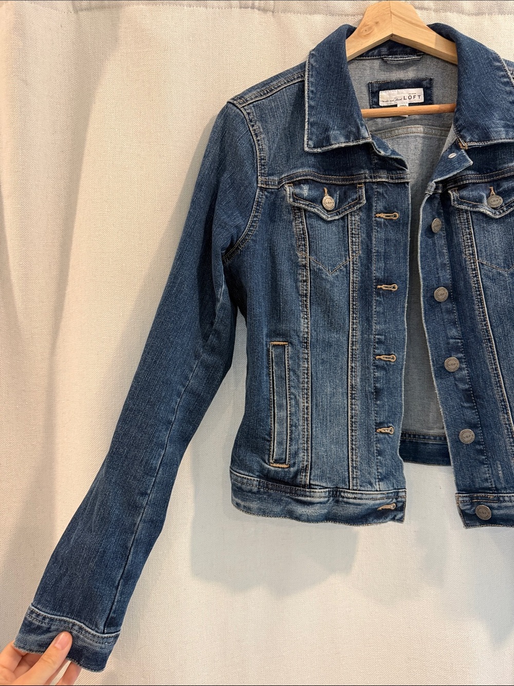 LOFT Medium Blue Denim Jean Jacket - Picture 3 of 7